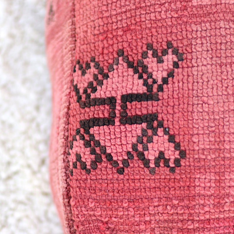 Vintage Amazigh Pouf WASHED RED
